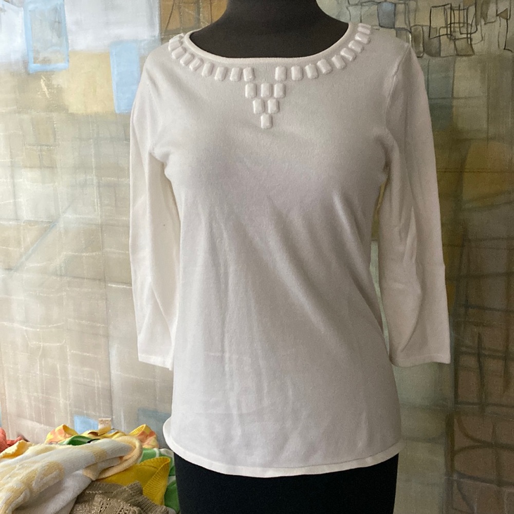 Margaret Frances White Knit Sweater
